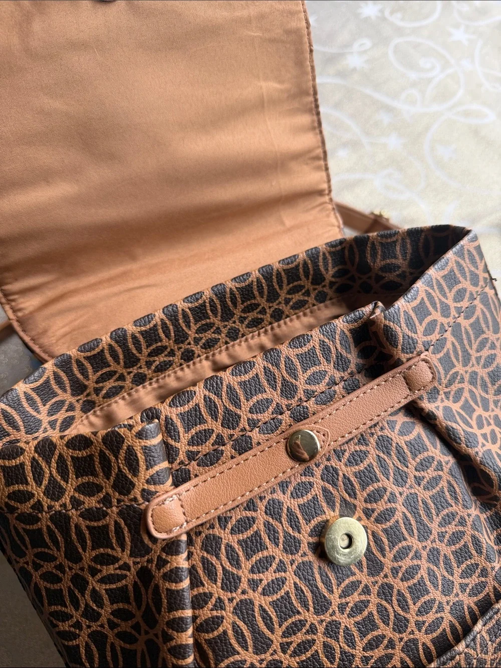 Stylish Brown Patterned Women’s Backpack